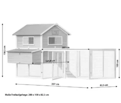Dehner Hühnerstall Happy Farm Miami, Mit Freigehege, 158.5 X 337 X 145.8 Cm, Holz/Filz, Gelb/weiß -Natur Garten Verkauf 01532473a598af9f6ad9023d7195922e