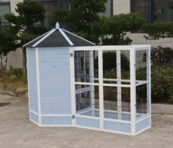 Dehner Vogelgehege Santorini, 60 X 116,4 X 136 Cm, Holz/Metall, Weiß/blau -Natur Garten Verkauf 02c8090811cc2beed54099a79d20a2c7