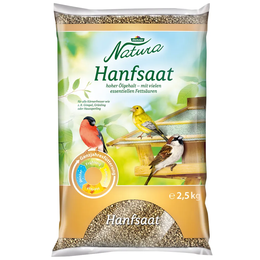 Dehner Natura Wildvogelfutter, Hanfsaat, 2.5 Kg 3 Dehner Natura Wildvogelfutter, Hanfsaat, 2.5 Kg