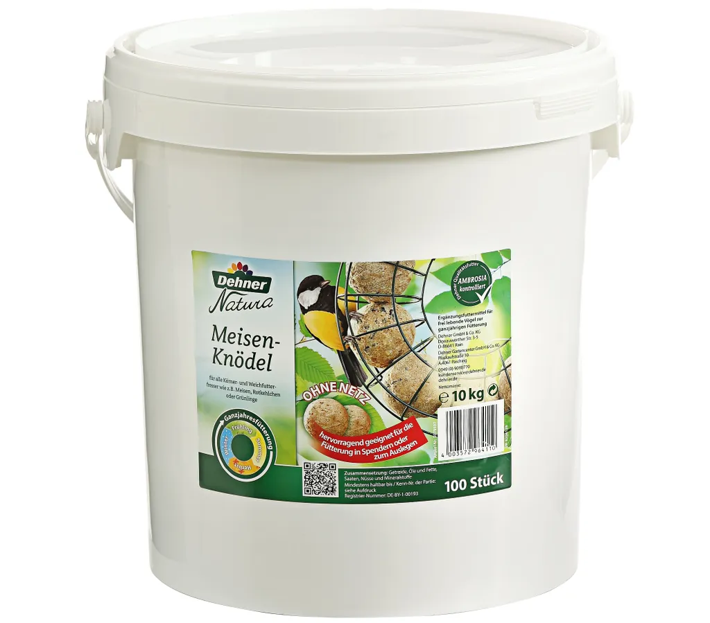 Dehner Natura Wildvogelfutter, Große Meisenknödel, Ohne Netz, 100 Stück Je 100 Gramm (10 Kg) 4 Dehner Natura Wildvogelfutter, Große Meisenknödel, Ohne Netz, 100 Stück Je 100 Gramm (10 Kg) – Bild 2