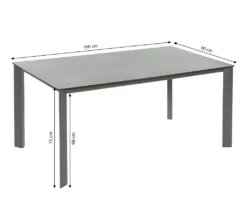 Dehner Gartentisch Nancy, Mit Antihaft-Beschichtung, 160 X 75 X 90 Cm, Aluminium/Glas, Grau