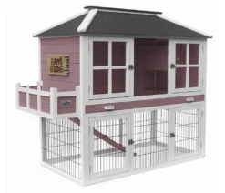 Dehner Nagerheim Happy Home Palazzo, Mit Freigehege, 121 X 145 X 72 Cm, Tannenholz, Dunkelrot