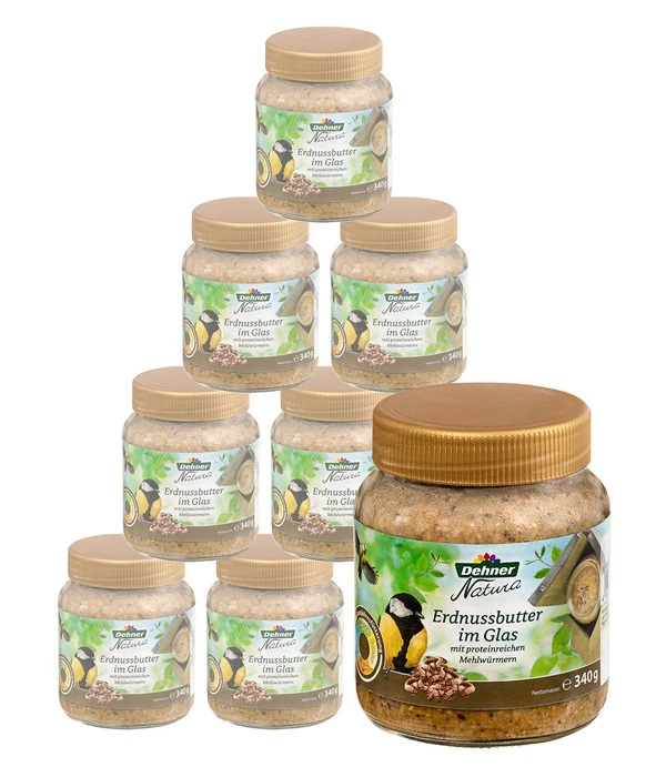 Dehner Natura Erdnussbutter Im Glas, Mehlwürmer, 8 X 340 G 3 Dehner Natura Erdnussbutter Im Glas, Mehlwürmer, 8 X 340 G