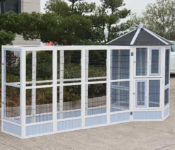 Dehner Vogelgehege Santorini, 60 X 116,4 X 136 Cm, Holz/Metall, Weiß/blau -Natur Garten Verkauf 20578a2d11141c316e3477cde34125f5