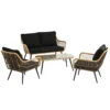 Dehner Gartenmöbel Lounge Venezia, 4-teilig, Inkl. Polster, Aluminium/Kunststoff/Glas, Schwarz/hellbraun
