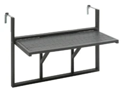 Dehner Balkon-Hängetisch, Klappbar, 90 X 65 X 41.7 Cm, FSC® Akazienholz, Dunkelgrau