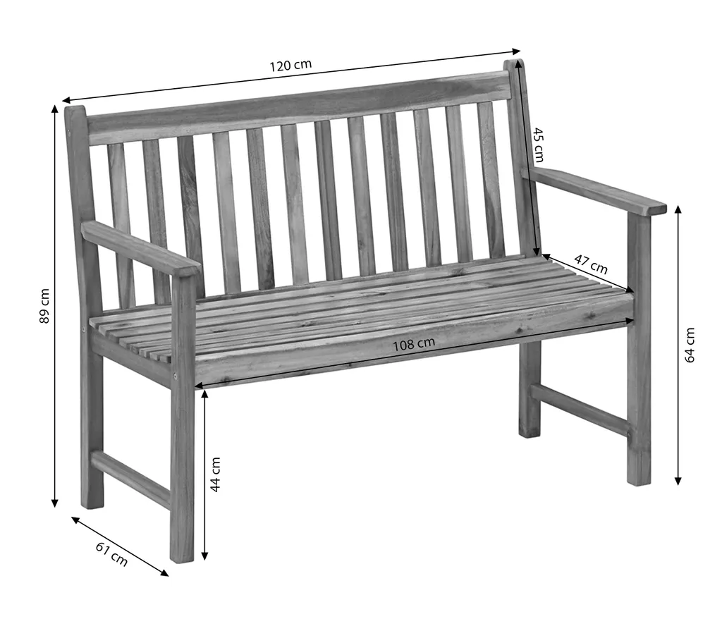 Dehner Gartenbank Mykonos, 2-Sitzer, Ca. 120 X 89 X 61 Cm, FSC® Akazienholz, Weiß 3 Dehner Gartenbank Mykonos, 2-Sitzer, Ca. 120 X 89 X 61 Cm, FSC® Akazienholz, Weiß