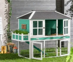 Dehner Nagerheim Happy Home Palazzo, Mit Freigehege, Ca. 145 X 72 X 121 Cm, Tannenholz, Weiß/türkis/schwarz -Natur Garten Verkauf 33a652274c22ff1288d7871f2190dc39