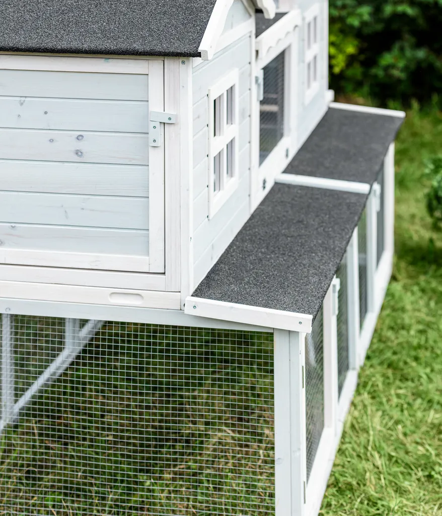 Dehner Nagerheim Happy Home Refugio, Mit Freilaufgehege, 117 X 190 X 76 Cm, Bitumen/Plexiglas/Tannenholz, Hellblau 8 Dehner Nagerheim Happy Home Refugio, Mit Freilaufgehege, 117 X 190 X 76 Cm, Bitumen/Plexiglas/Tannenholz, Hellblau – Bild 6