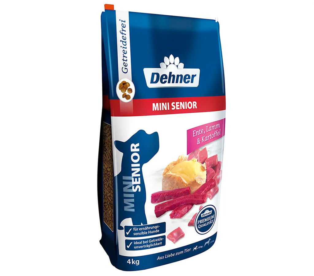 Dehner Premium Hundetrockenfutter Mini Senior, Ente Und Lamm Mit Kartoffel, 4 Kg 3 Dehner Premium Hundetrockenfutter Mini Senior, Ente Und Lamm Mit Kartoffel, 4 Kg