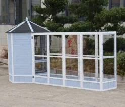 Dehner Vogelgehege Santorini, 60 X 116,4 X 136 Cm, Holz/Metall, Weiß/blau -Natur Garten Verkauf 45a3db03e9d5f1ff2c1c947ec957f870