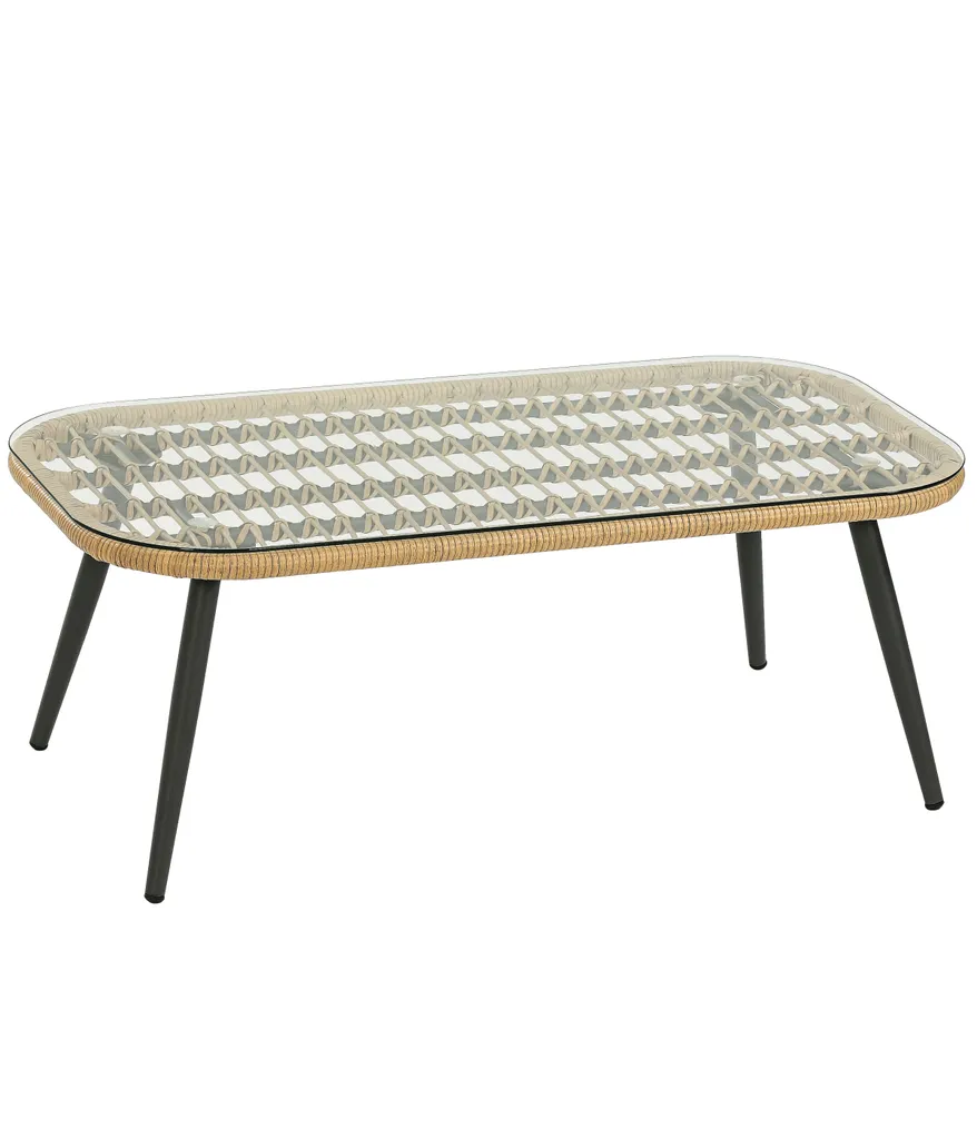 Dehner Gartenmöbel Lounge Venezia, 4-teilig, Inkl. Polster, Aluminium/Kunststoff/Glas, Schwarz/hellbraun 6 Dehner Gartenmöbel Lounge Venezia, 4-teilig, Inkl. Polster, Aluminium/Kunststoff/Glas, Schwarz/hellbraun – Bild 4