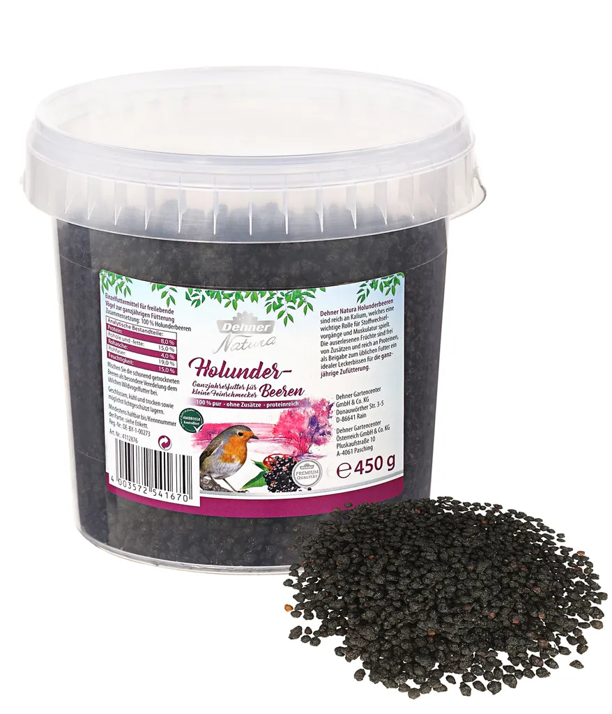 Dehner Premium Natura Wildvogelfutter, Holunderbeeren, 6 X 450 G (2.7 Kg) 4 Dehner Premium Natura Wildvogelfutter, Holunderbeeren, 6 X 450 G (2.7 Kg) – Bild 2