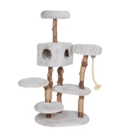Dehner Premium Lovely Katzen-Kratzbaum Kraxeln & Relaxen, Ca. 164 X 80 X 60 Cm, Holz/Plüsch/Sisal, Hellgrau