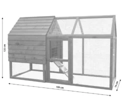 Dehner Hühnerstall Megi, Mit Freilaufgehege, Ca. 199 X 76 X 122 Cm, Tannenholz, Hellbraun -Natur Garten Verkauf 594a96f6322fe7697150e44a5f814841