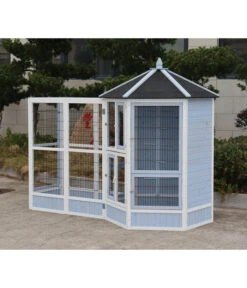 Dehner Vogelvoliere Santorini, Weiß/blau, Ca. Ø132/H180 Cm -Natur Garten Verkauf 6640585 6941041 6941058 WE MO 002 MQVHSantoriniGehege