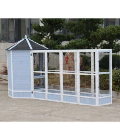 Dehner Vogelvoliere Santorini, Weiß/blau, Ca. Ø132/H180 Cm -Natur Garten Verkauf 6640585 6941041 6941058 WE MO 005 MQVHSantoriniGehege