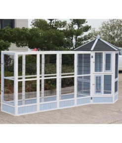 Dehner Vogelvoliere Santorini, Weiß/blau, Ca. Ø132/H180 Cm -Natur Garten Verkauf 6640585 6941041 6941058 WE MO 006 MQVHSantoriniGehege