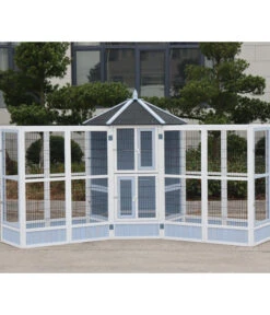 Dehner Vogelvoliere Santorini, Weiß/blau, Ca. Ø132/H180 Cm -Natur Garten Verkauf 6640585 6941041 6941058 WE MO 007 MQVHSantoriniGehege