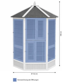 Dehner Vogelvoliere Santorini, Weiß/blau, Ca. Ø132/H180 Cm -Natur Garten Verkauf 6640585 6941058 WE BG 001 MQVoliereSantoriniHellblauWeissGraustufe
