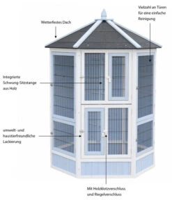 Dehner Vogelvoliere Santorini, Weiß/blau, Ca. Ø132/H180 Cm -Natur Garten Verkauf 6640585 WE IG 003 MQVoliereSantoriniHellblauWeiss