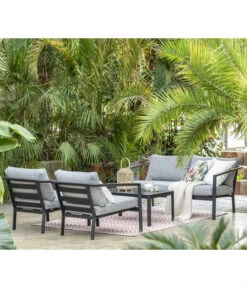 Dehner Alu-Lounge New York, 4-teilig -Natur Garten Verkauf 6670954 WE MO 001 DehnerAluLoungeNewYork