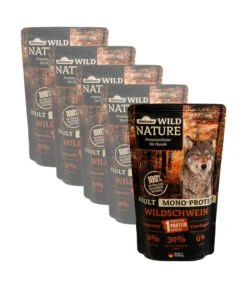 Dehner Wild Nature Nassfutter Für Hunde Mono-Protein Adult, Wildschwein, 5 X 500 G