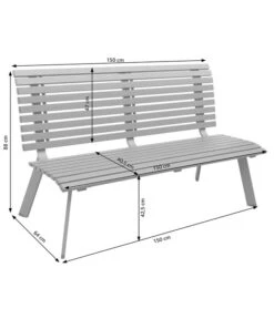 Dehner Bank London, 3-Sitzer -Natur Garten Verkauf 6893762 6893770 6893788 WE DE 001 AlubankLondonSkizze