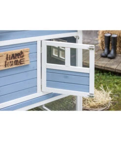 Dehner XXL Nagerheim Happy Home Funny, Hellblau, Ca. B170/H120/T99 Cm -Natur Garten Verkauf 6896997 WE DE 002 DehnerMarkenqualitaetKaninchenstallFlocke