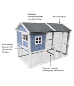 Dehner XXL Nagerheim Happy Home Funny, Hellblau, Ca. B170/H120/T99 Cm -Natur Garten Verkauf 6896997 WE IG 003 DehnerMarkenqualitaetKaninchenstallFlocke