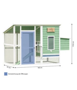 Dehner Hühnerstall Happy Farm Lotti, Hellgrün, Ca. B182/H119,5/T91 Cm -Natur Garten Verkauf 6897052 WE BG 001 DehnerMarkenqualitaetHuehnerstallLotti