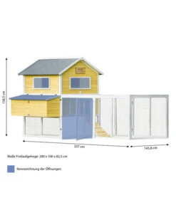 Dehner Hühnerstall Happy Farm Miami, Gelb, Ca. B337/H158,5/T145,8 Cm -Natur Garten Verkauf 6897169 WE BG 001 DehnerMarkenqualitaetHuehnerstallMiami