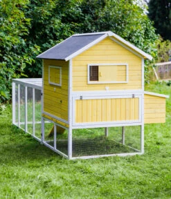 Dehner Hühnerstall Happy Farm Miami, Gelb, Ca. B337/H158,5/T145,8 Cm -Natur Garten Verkauf 6897169 WE MO 002 DehnerMarkenqualitaetHuehnerstallMiami