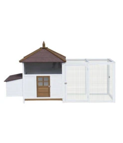 Dehner Hühnerstall Florenz, Weiß/braun, Ca. B122,3/H120,7/T91,7 Cm -Natur Garten Verkauf 6919625 6919609 6919617 WE FS 001 MQHuehnerSetFlorenzStallFreilaufWeiss 1