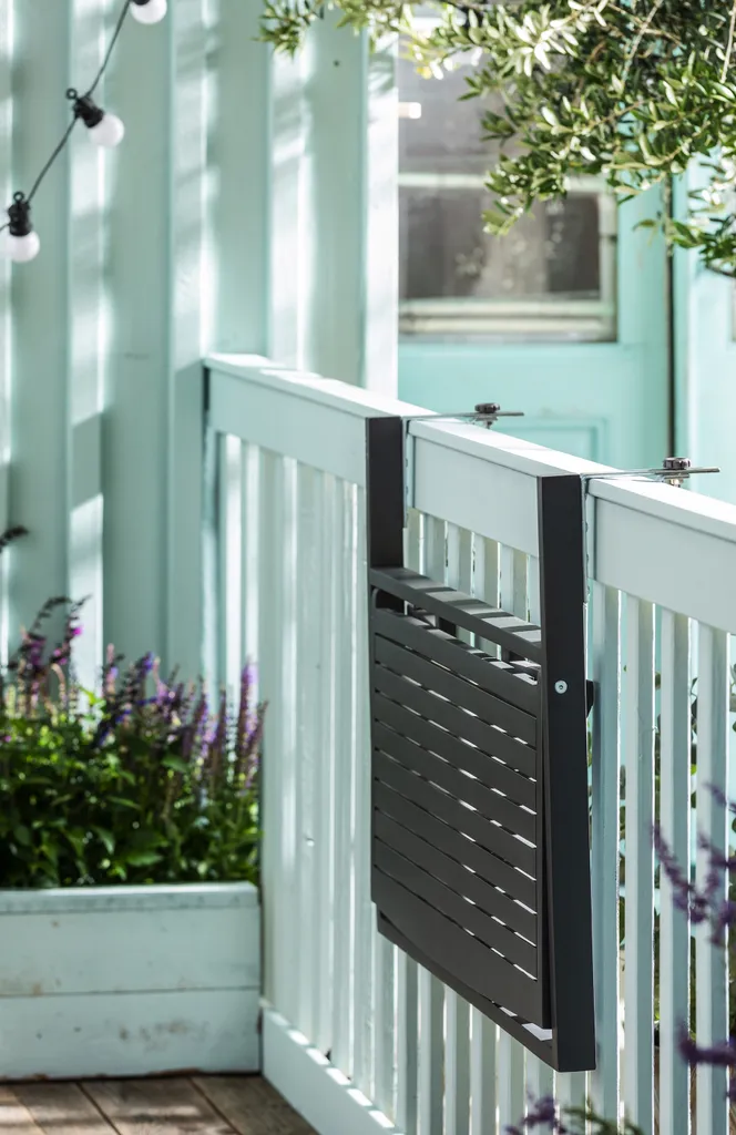 Dehner Balkon-Hängetisch, Klappbar, 90 X 65 X 41.7 Cm, FSC® Akazienholz, Dunkelgrau 10 Dehner Balkon-Hängetisch, Klappbar, 90 X 65 X 41.7 Cm, FSC® Akazienholz, Dunkelgrau – Bild 8