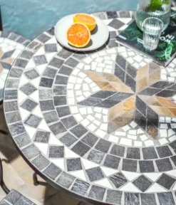 Dehner Mosaiktisch Diana, Ø 90 Cm, Höhe 75 Cm, Stahl/Stein, Braun/grau/weiß -Natur Garten Verkauf 74f8bdcde8dc8340e6956bd6e60df5ca