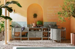 Dehner Doppelschrank Southhampton, 90 X 100 X 50 Cm, FSC® Akazienholz/Granit, Hellgrau -Natur Garten Verkauf 772489a59ff286d4b2d1e282803bc66a