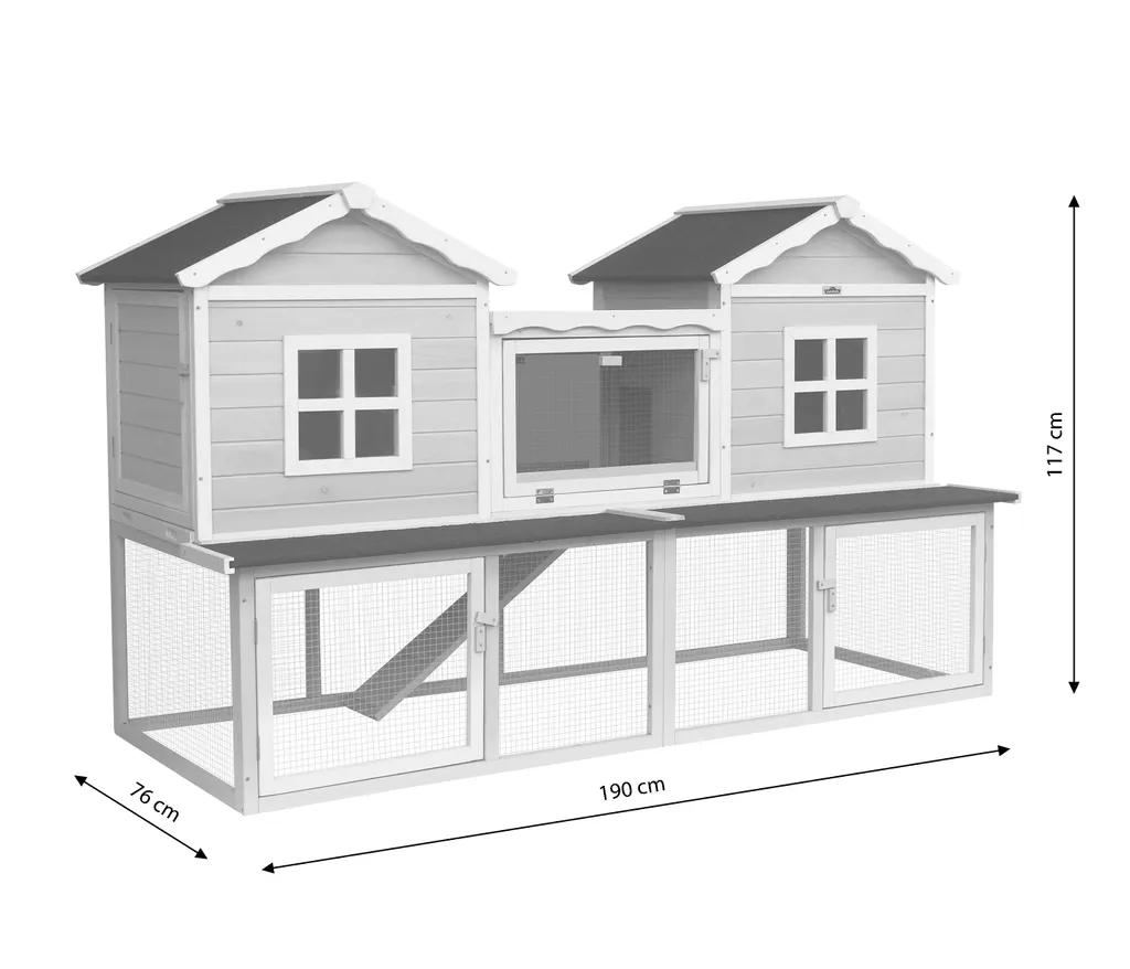 Dehner Nagerheim Happy Home Refugio, Mit Freilaufgehege, 117 X 190 X 76 Cm, Bitumen/Plexiglas/Tannenholz, Hellblau 5 Dehner Nagerheim Happy Home Refugio, Mit Freilaufgehege, 117 X 190 X 76 Cm, Bitumen/Plexiglas/Tannenholz, Hellblau – Bild 3