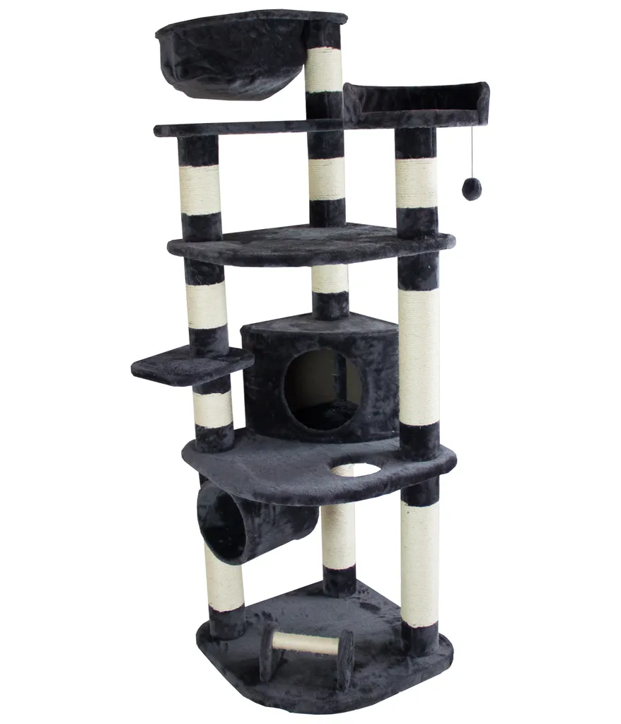 Dehner Katzen-Kratzbaum Edda, Ca. 180 X 60 X 60 Cm, Sisal/Plüsch, Dunkelgrau 5 Dehner Katzen-Kratzbaum Edda, Ca. 180 X 60 X 60 Cm, Sisal/Plüsch, Dunkelgrau – Bild 3