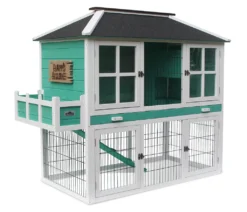 Dehner Nagerheim Happy Home Palazzo, Mit Freigehege, Ca. 145 X 72 X 121 Cm, Tannenholz, Weiß/türkis/schwarz