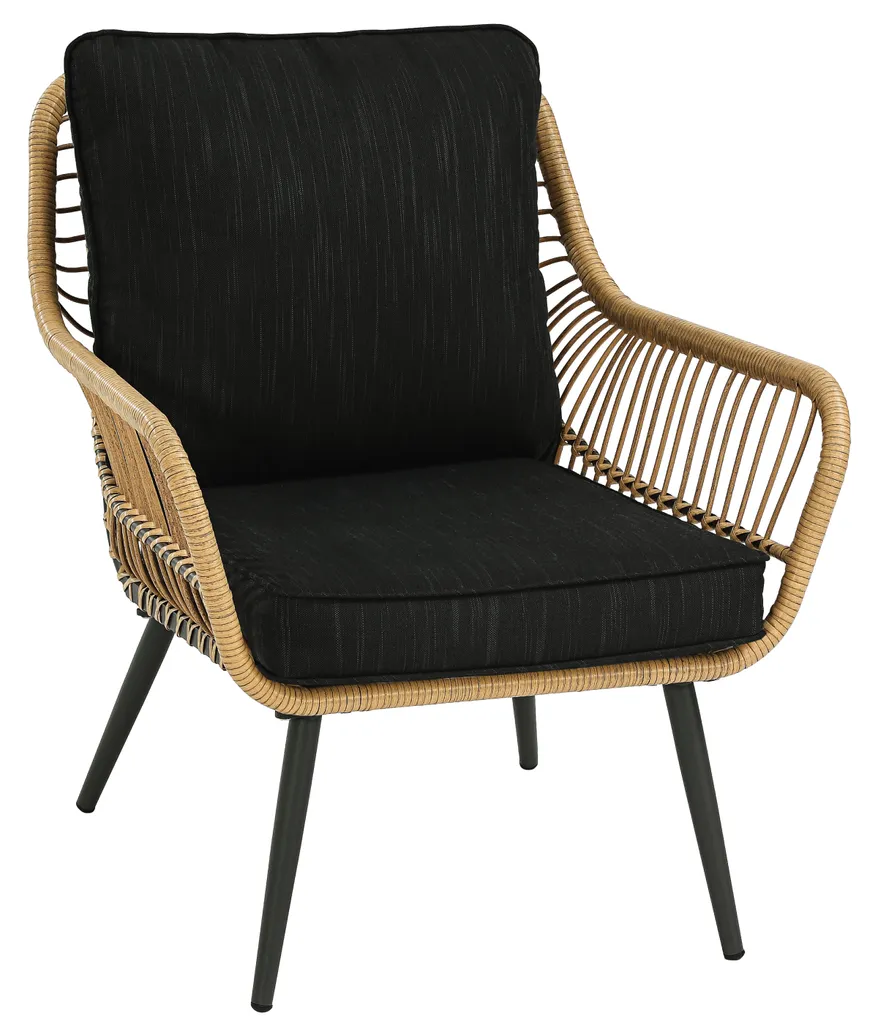 Dehner Gartenmöbel Lounge Venezia, 4-teilig, Inkl. Polster, Aluminium/Kunststoff/Glas, Schwarz/hellbraun 5 Dehner Gartenmöbel Lounge Venezia, 4-teilig, Inkl. Polster, Aluminium/Kunststoff/Glas, Schwarz/hellbraun – Bild 3