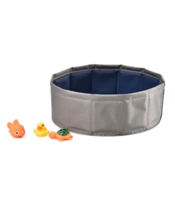 Dehner Lieblinge Katzenpool Water Games, Ø 30 Cm, Höhe 10 Cm, Kunststoff, Grau/blau