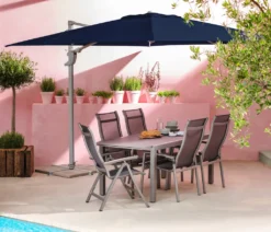 Dehner Ampelschirm Zypern, Eckig, Mit UV-Schutz 80+, 264 X 300 X 300 Cm, Aluminium/Polyester/Stahl, Dunkelblau -Natur Garten Verkauf 8e2f2fbb92dd18705887a2a6ed5520fa