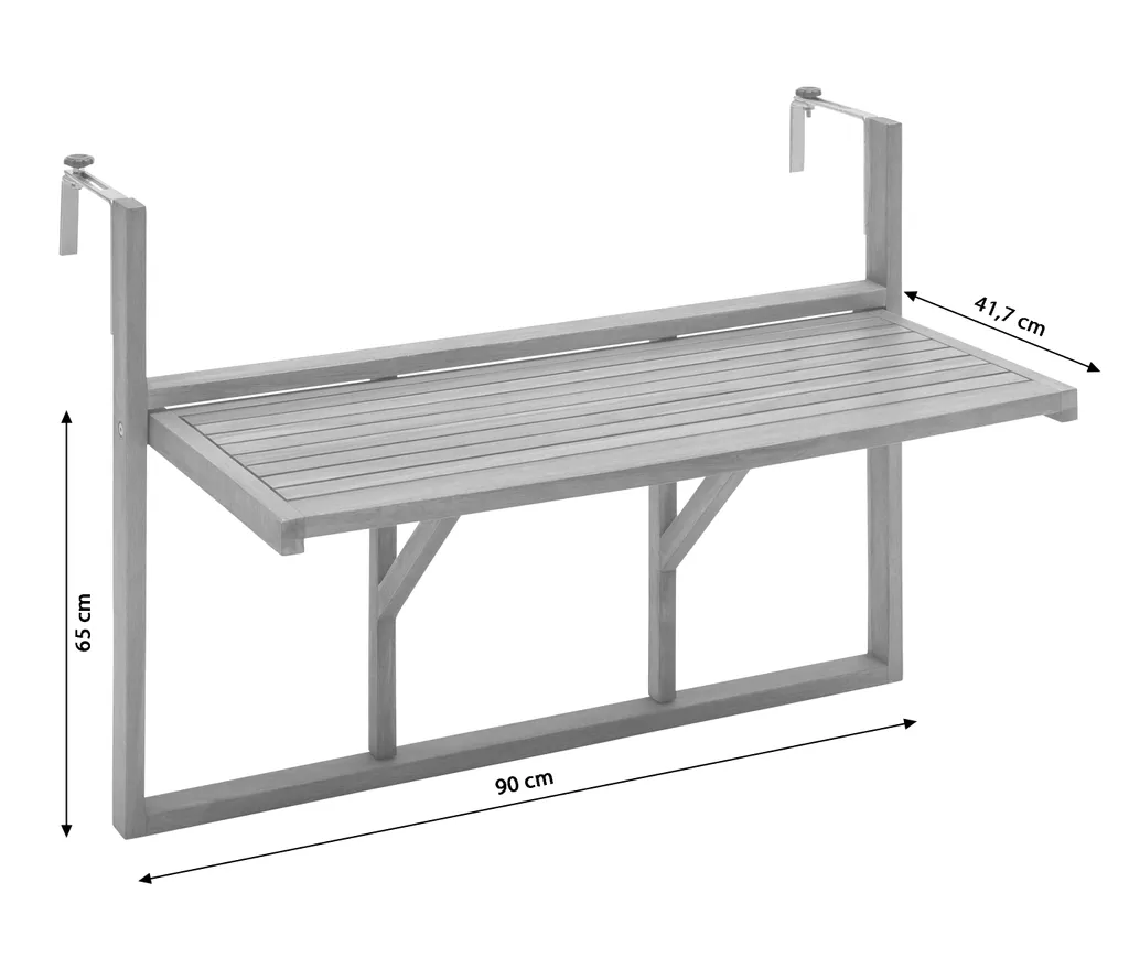 Dehner Balkon-Hängetisch, Klappbar, 90 X 65 X 41.7 Cm, FSC® Akazienholz, Dunkelgrau 6 Dehner Balkon-Hängetisch, Klappbar, 90 X 65 X 41.7 Cm, FSC® Akazienholz, Dunkelgrau – Bild 4