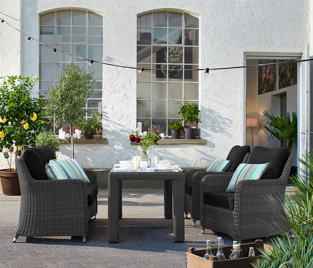 Dehner Geflechtlounge Toska, 4-teilig, Polyrattan, Grau, Inkl. Polster 15 Dehner Geflechtlounge Toska, 4-teilig, Polyrattan, Grau, Inkl. Polster – Bild 13