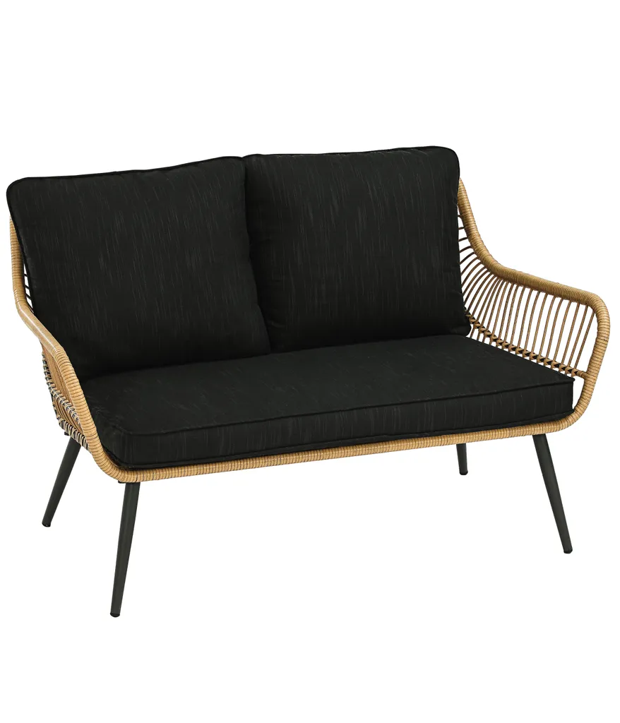 Dehner Gartenmöbel Lounge Venezia, 4-teilig, Inkl. Polster, Aluminium/Kunststoff/Glas, Schwarz/hellbraun 4 Dehner Gartenmöbel Lounge Venezia, 4-teilig, Inkl. Polster, Aluminium/Kunststoff/Glas, Schwarz/hellbraun – Bild 2