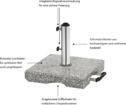 Dehner Sonnenschirm-Ständer, Eckig, Ca. 45 X 45 X 8 Cm, 40 Kg, Granit/Edelstahl, Grau/schwarz/silber -Natur Garten Verkauf a40d4cb27def24ed2740296cf5c4943d
