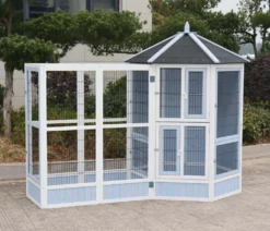 Dehner Vogelgehege Santorini, 60 X 116,4 X 136 Cm, Holz/Metall, Weiß/blau -Natur Garten Verkauf a41817d521e5aae38ca066e354865094