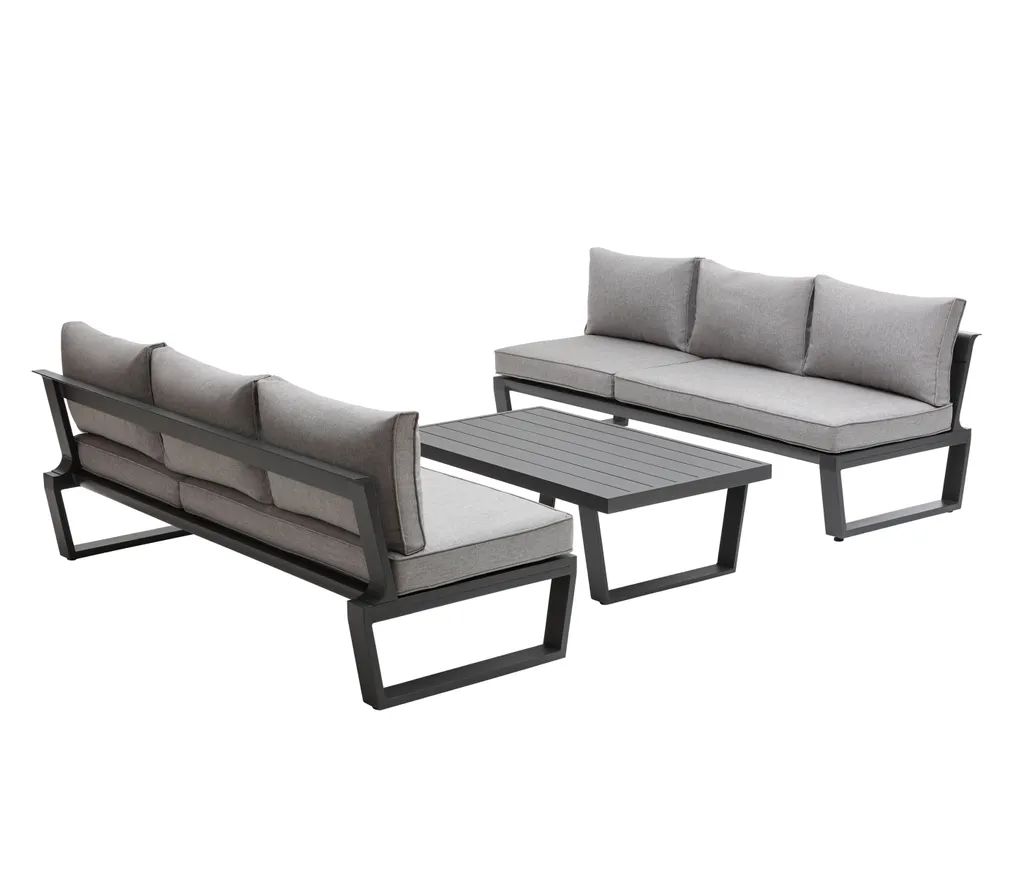 Dehner Gartenlounge Bellevue Inkl. Polster, 3-teilig, Aluminium/Polyester/Polyurethan, Dunkelgrau/hellgrau 3 Dehner Gartenlounge Bellevue Inkl. Polster, 3-teilig, Aluminium/Polyester/Polyurethan, Dunkelgrau/hellgrau