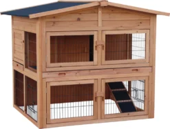 Dehner Kaninchenstall Villa Mit Freilauf, Ca. 135 X 115 X 112 Cm, Holz, Lasiert, Hellbraun